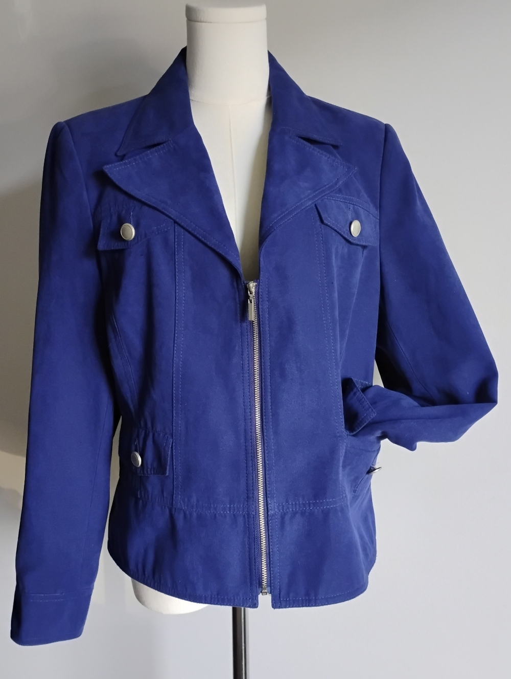 Petite Dark Navy Royal Blue Faux Washable Suede